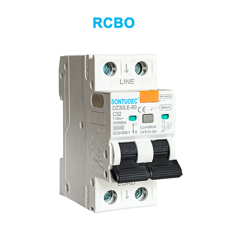 2P Уцечка Тручку выключальнік 6KA IEC61009.1 Стандарная якасць RCBO RCBO